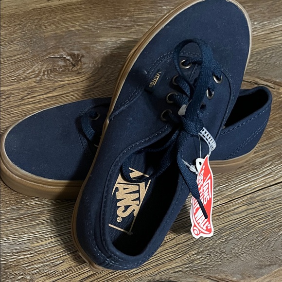 New Vans Unisex Authentic Trainers/Vans Men's Navy Canvas Sneakers with Gum Sole - Picture 7 of 12